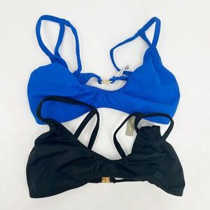 Gooseberry Womens Bundle Lot (2) So Chic Bikini Swim Tops Small Black Royal Blue